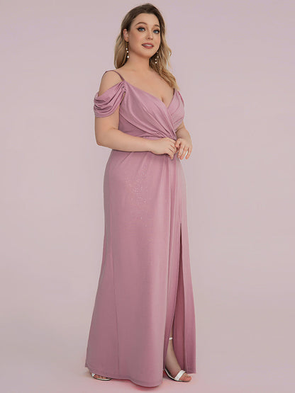 Stunning Deep V-Neck Evening Gown with Split Hem