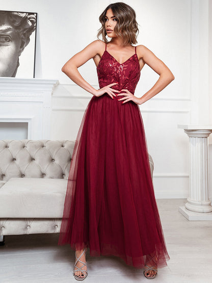 Elegant Full-Length A-line Evening Dress