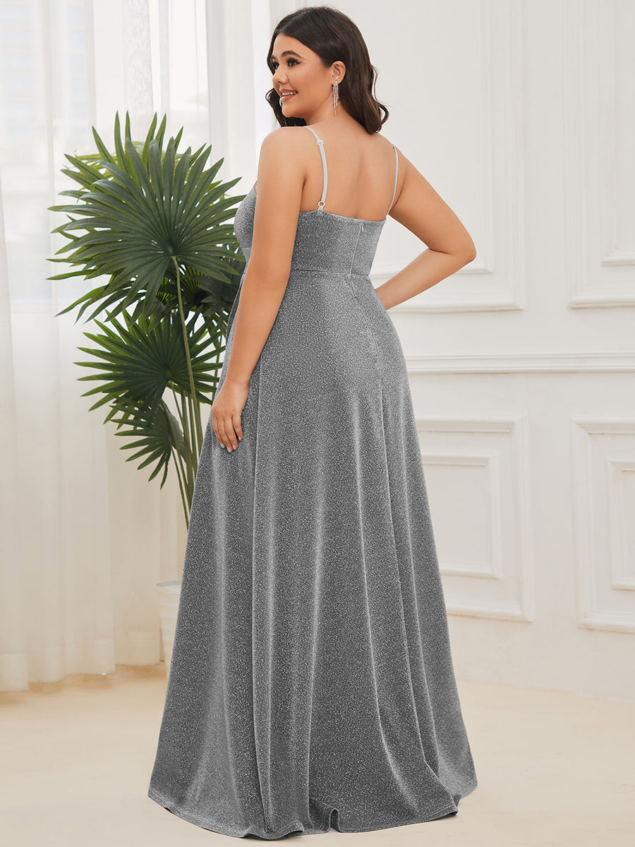 Plus Size Wholesale Spaghetti Straps Evening Dresses With Pleated Decoration