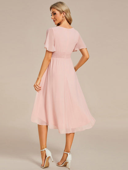 Ethereal Chiffon A-Line Knee-Length Wedding Guest Gown