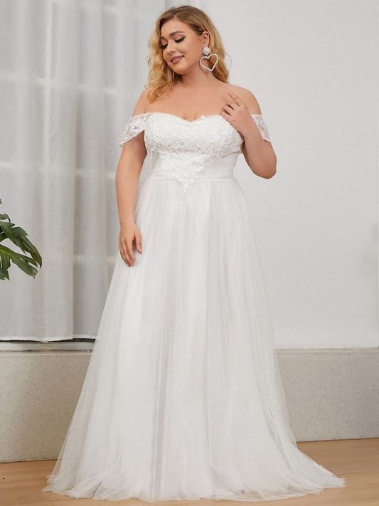 Wedding Dress - A-Line Off Shoulder Floor Length Wholesale Wedding Dresses - MsDressly