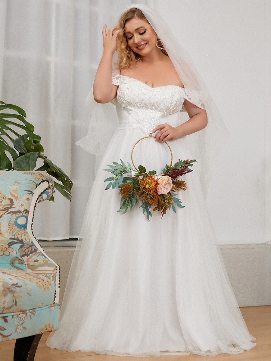 Wedding Dress - A-Line Off Shoulder Floor Length Wholesale Wedding Dresses - MsDressly