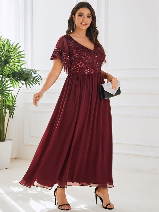 Regal Sequined A-Line Mother of the Bride Dress