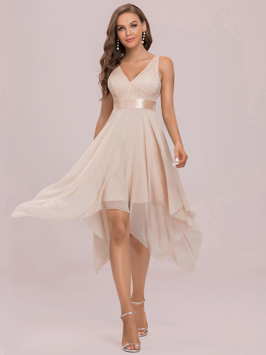 Bestsellers V Neck Lace Chiffon Homecoming Prom Dresses For Wholesale