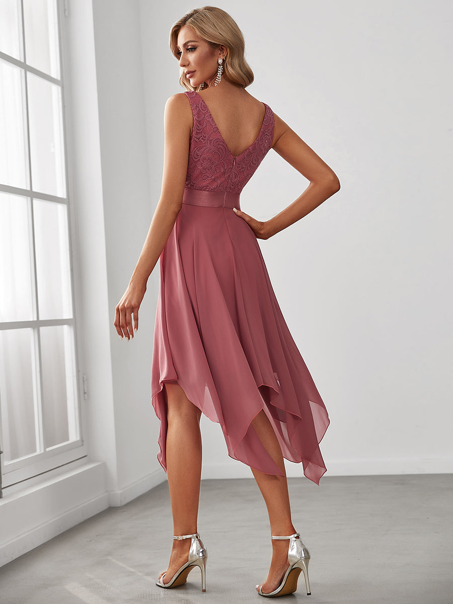 Plus Size Deep V Neck Asymmetrical Hem Sleeveless Wholesale Dresses