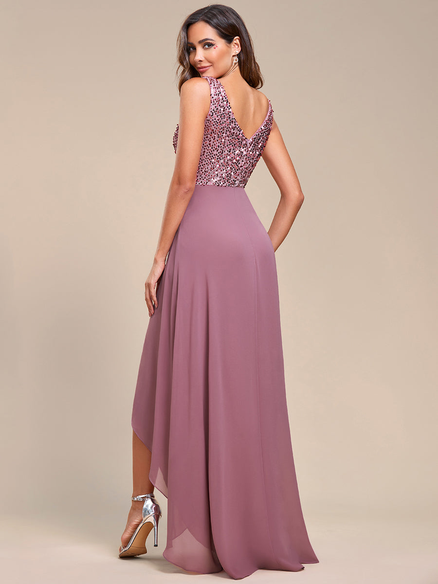 Sexy High-Low Maxi Chiffon Wholesale Evening Dresses with Sequin