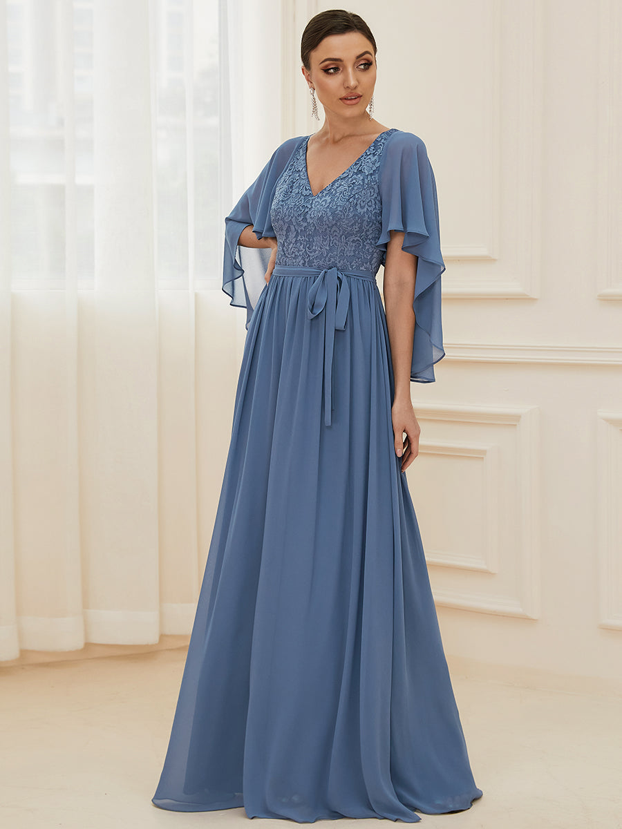 Wholesale Deep V Neck Evening Dress with Lace