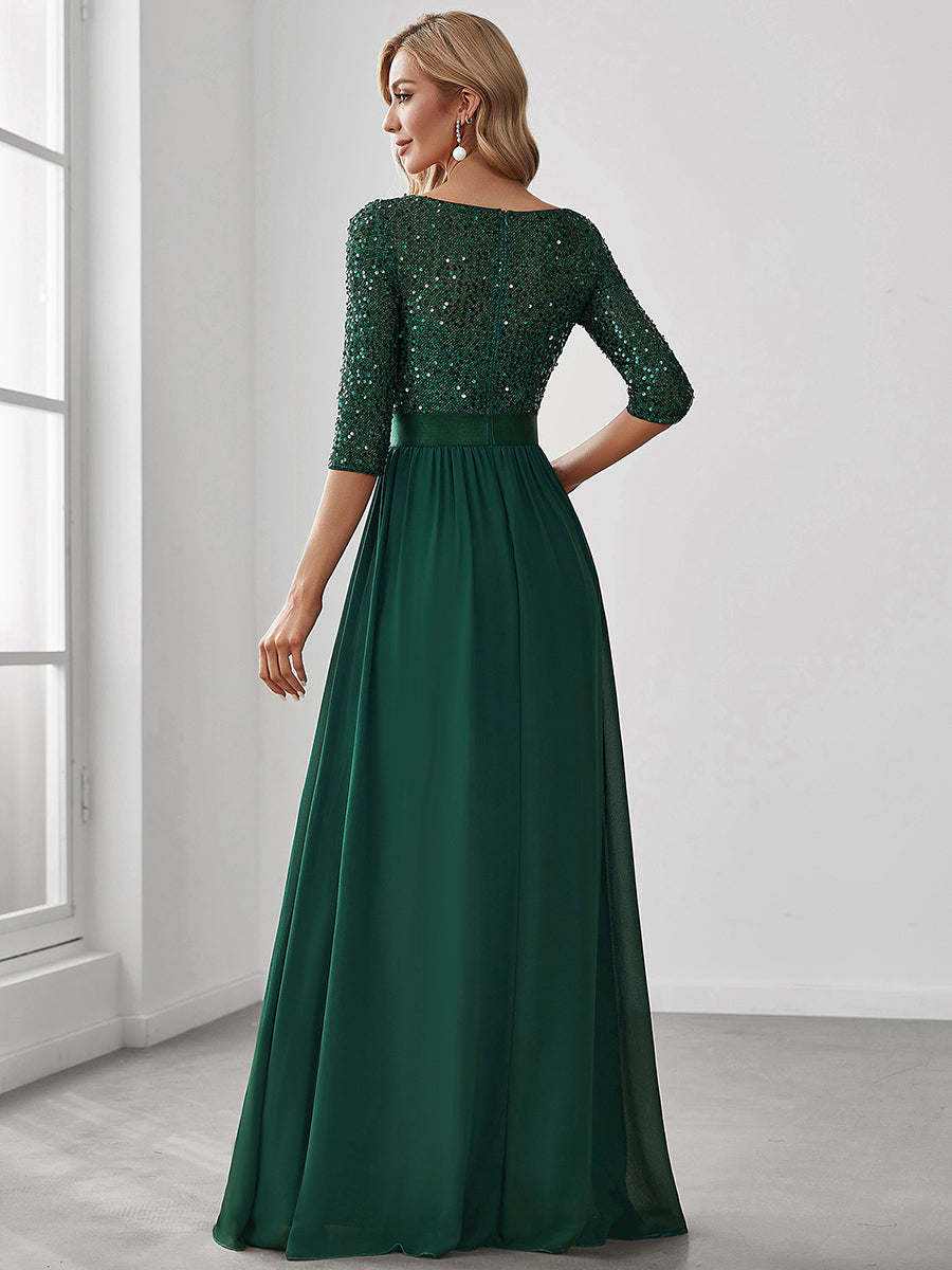 Elegant Round Neckline Sequins Patchwork Wholesale Evening Dress
