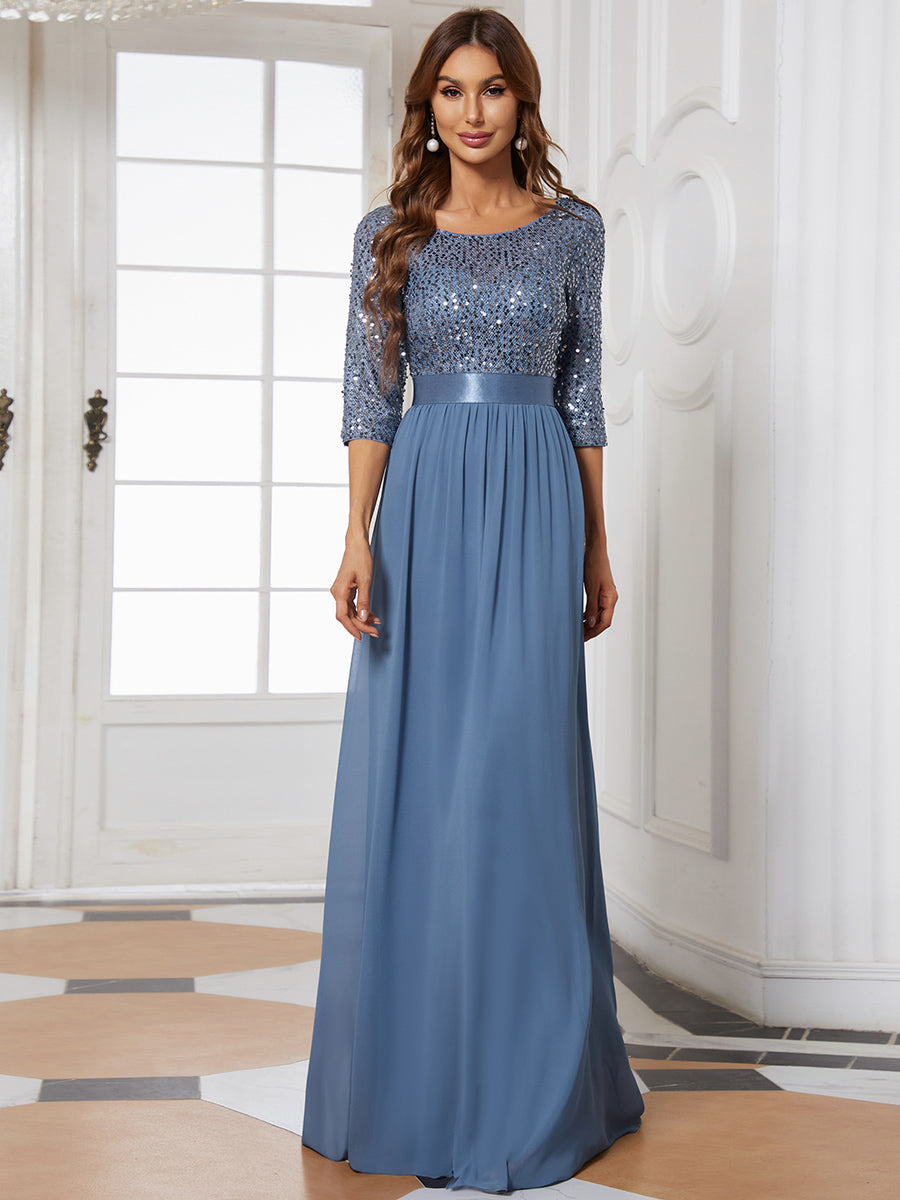 Sparkling Sequined A-Line Evening Dress