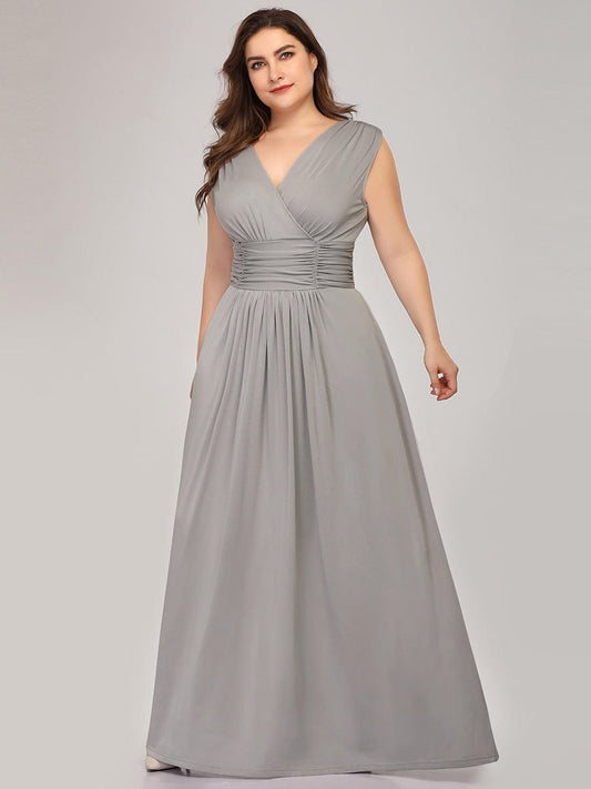 Elegant Plus Size Double V-Neck Bridesmaid Dress