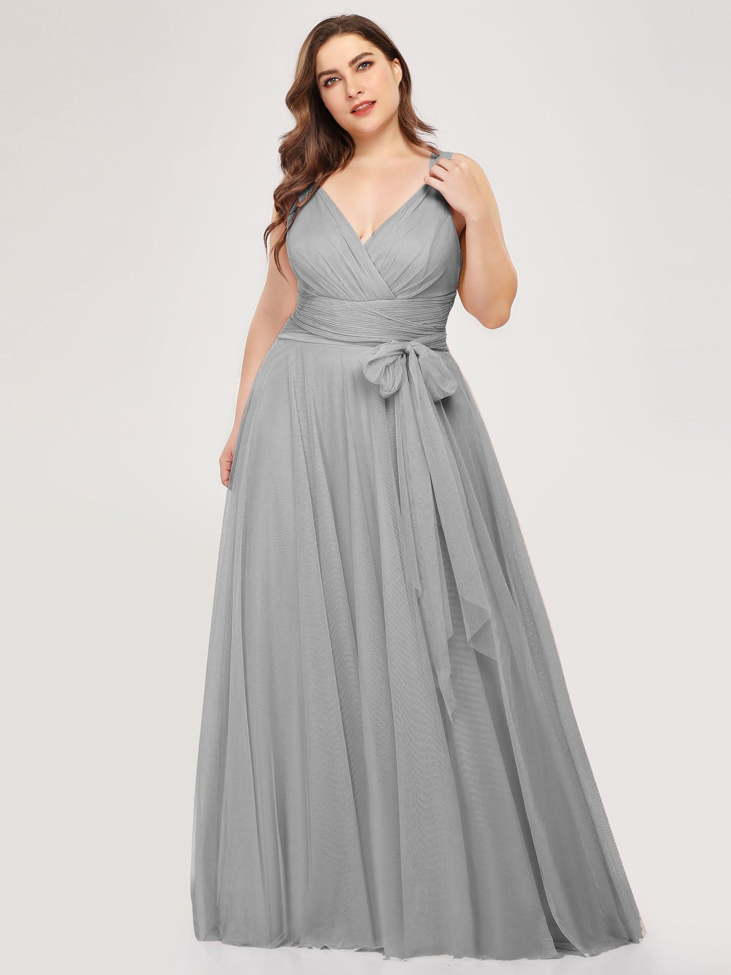 Elegant Fairy Princess Blush Tulle Plus Size Bridesmaid Gown