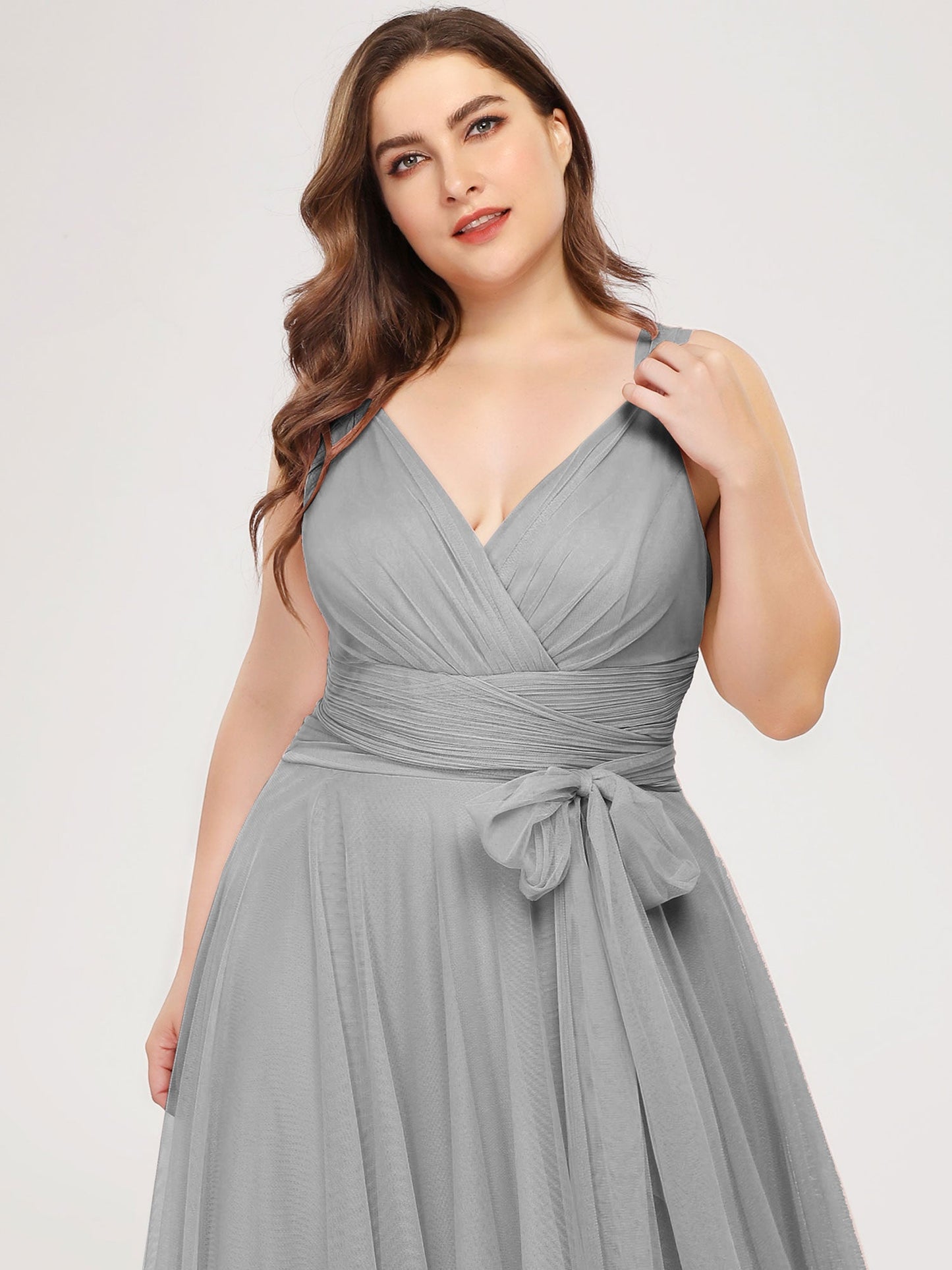 Elegant Fairy Princess Blush Tulle Plus Size Bridesmaid Gown