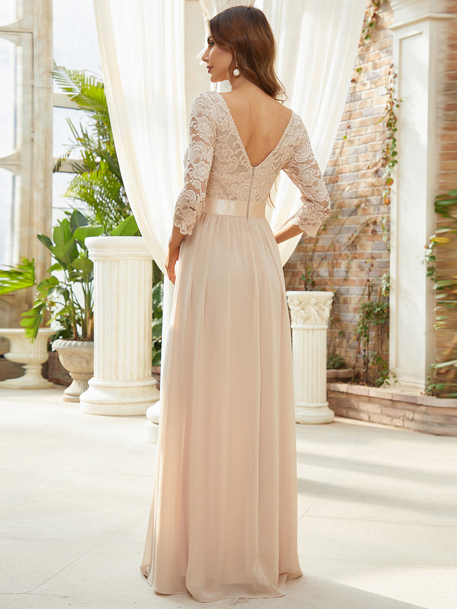Elegant Empire  Wholesale Bridesmaid Dresses with Long Lace Sleeve