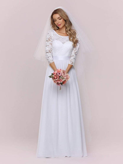 Elegant Lace & Chiffon Wedding Gown for Elopement