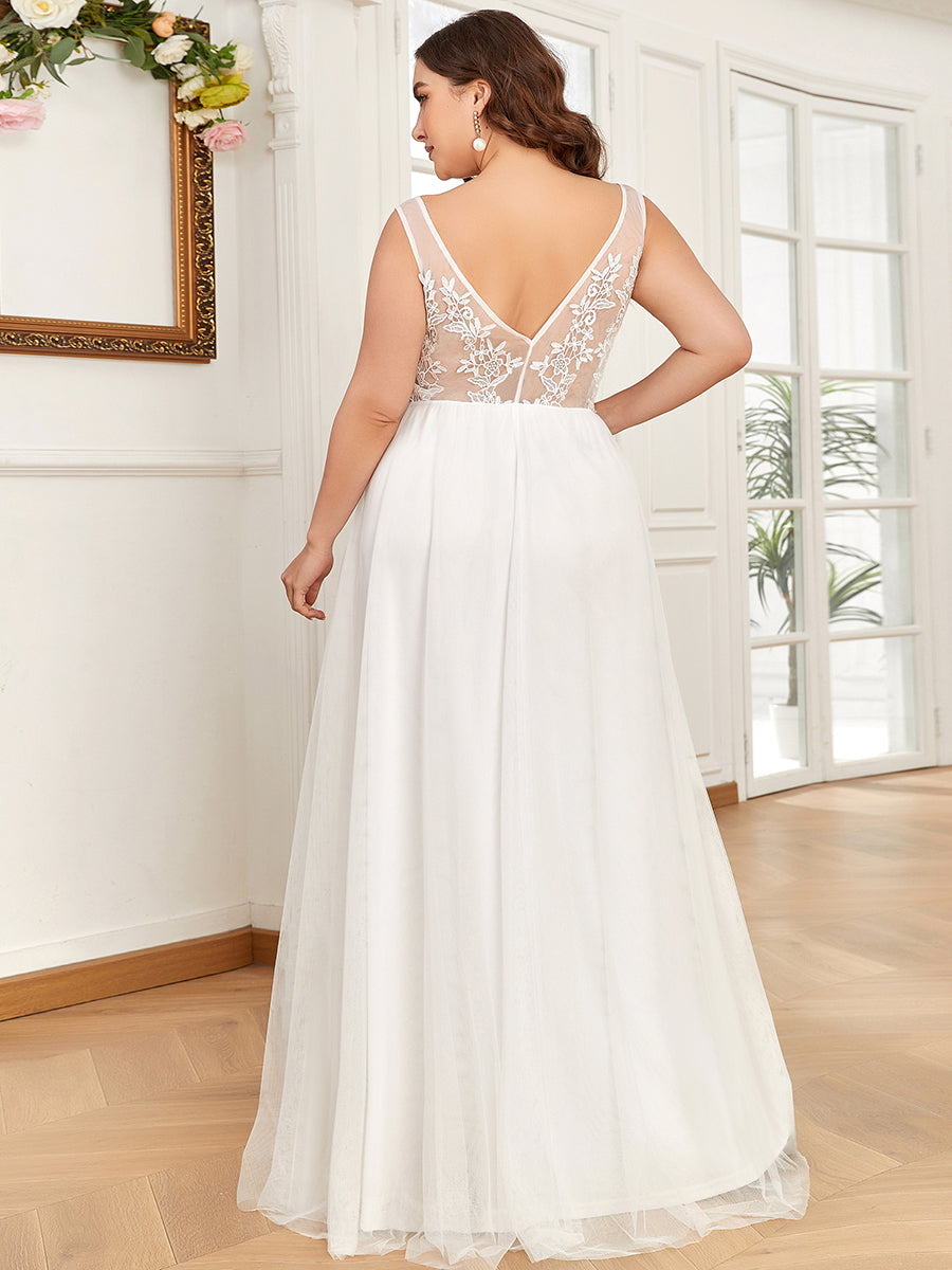 Ethereal Princess Plus Size Party Gown with Applique Accents