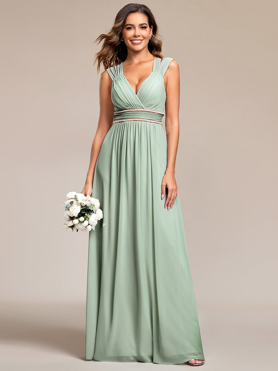 Sleeveless Floor Length V Neck Wholesale Bridesmaid dresses