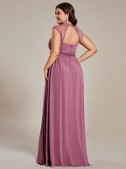Plus Size Sleeveless Floor Length V Neck Wholesale Bridesmaid dresses
