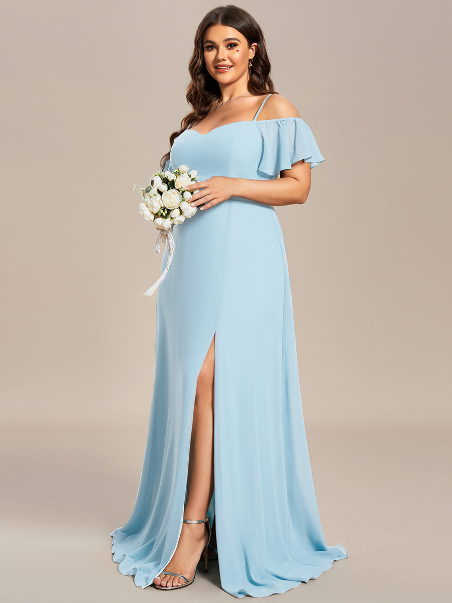 Plain Solid Color Plus Size Wholesale Chiffon Bridesmaid Dress
