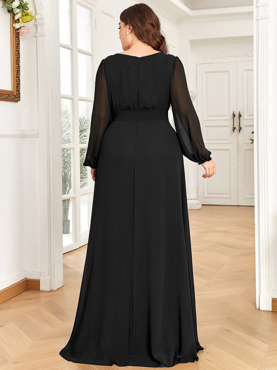 Formal Dress - Chiffon High Empire Waist Puff Sleeve Mother Dress - MsDressly