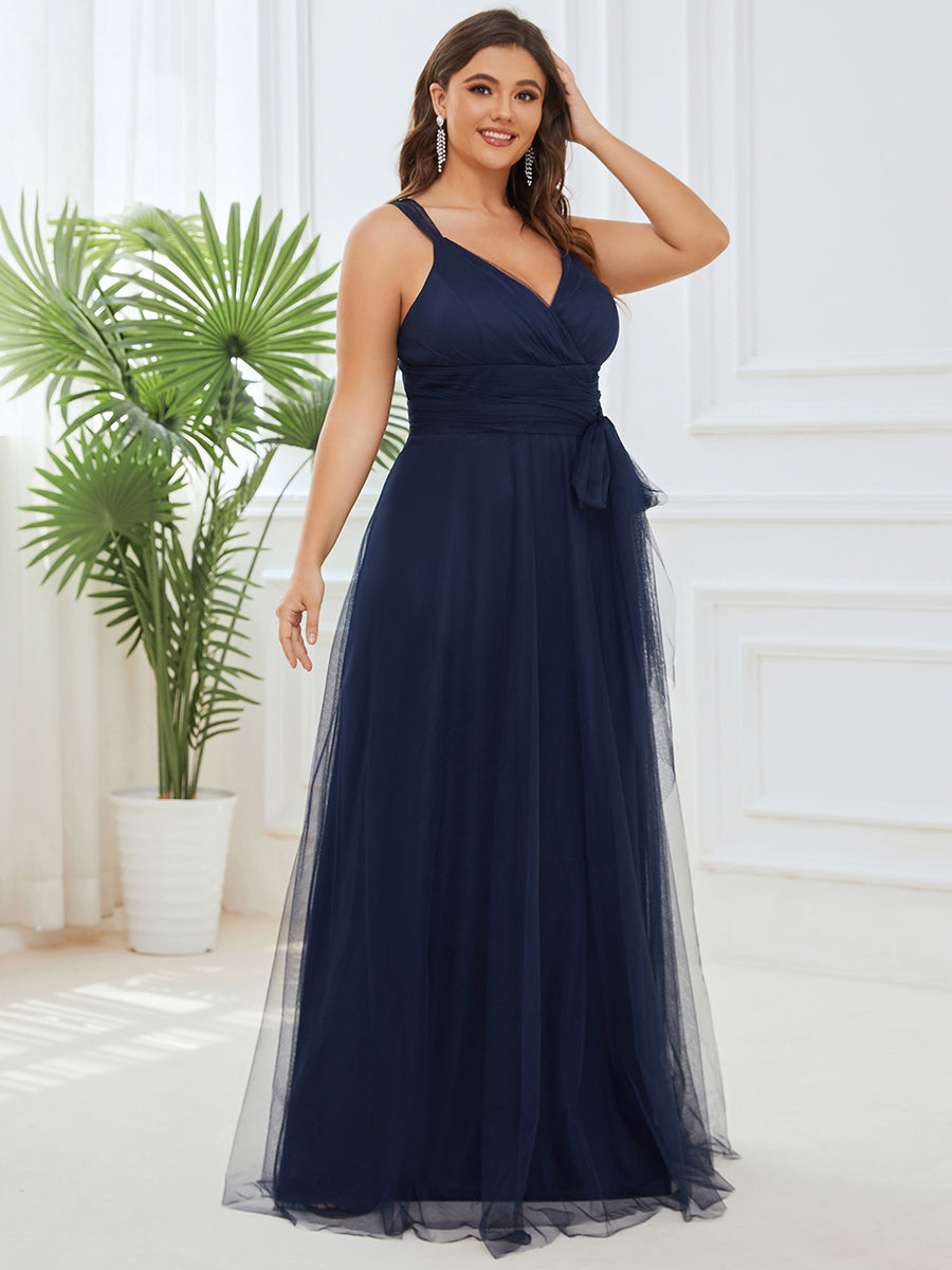 Elegant Fairy Princess Blush Tulle Plus Size Bridesmaid Gown