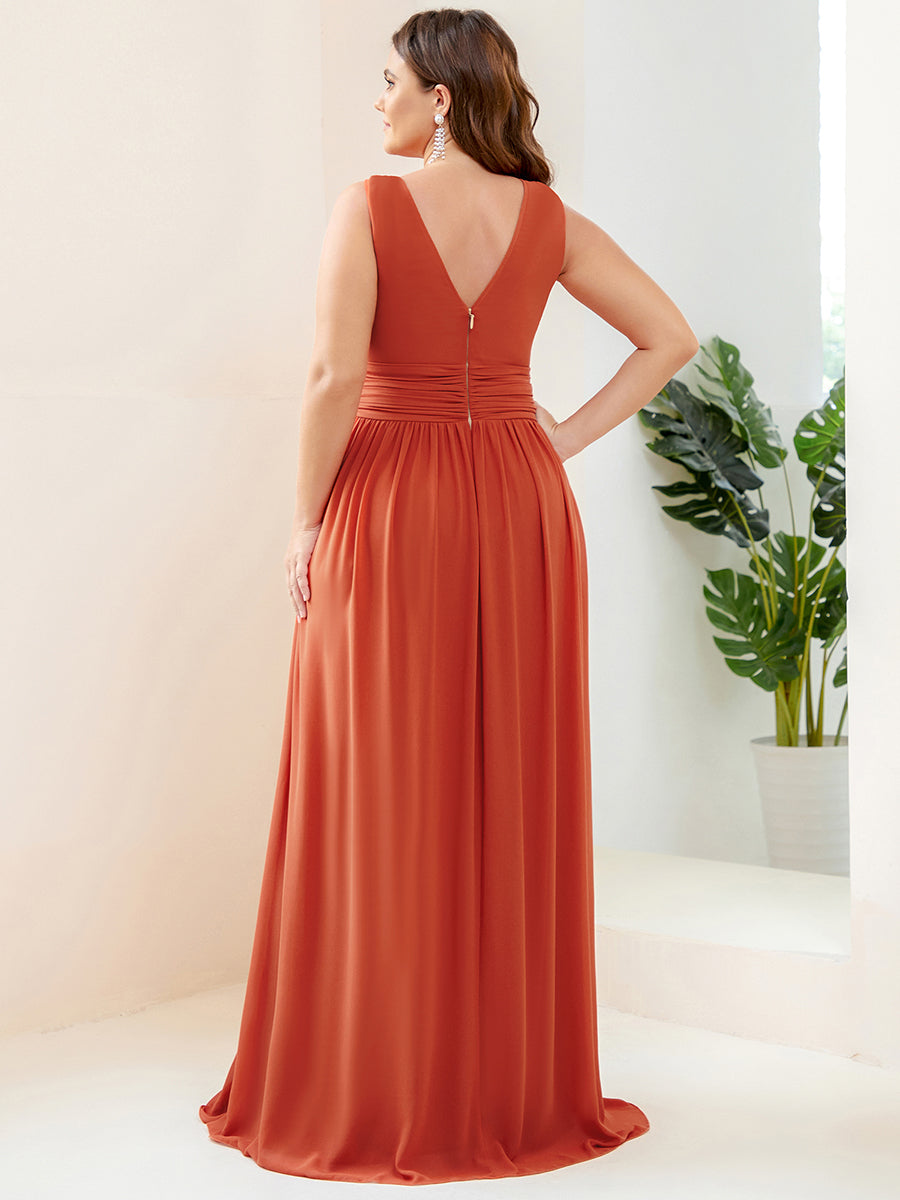 Double V-Neck Maxi Long Wholesale Plus Size Evening Dresses