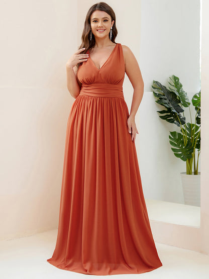 Elegant Double V-Neck Maxi Long Wholesale Bridesmaid Dresses