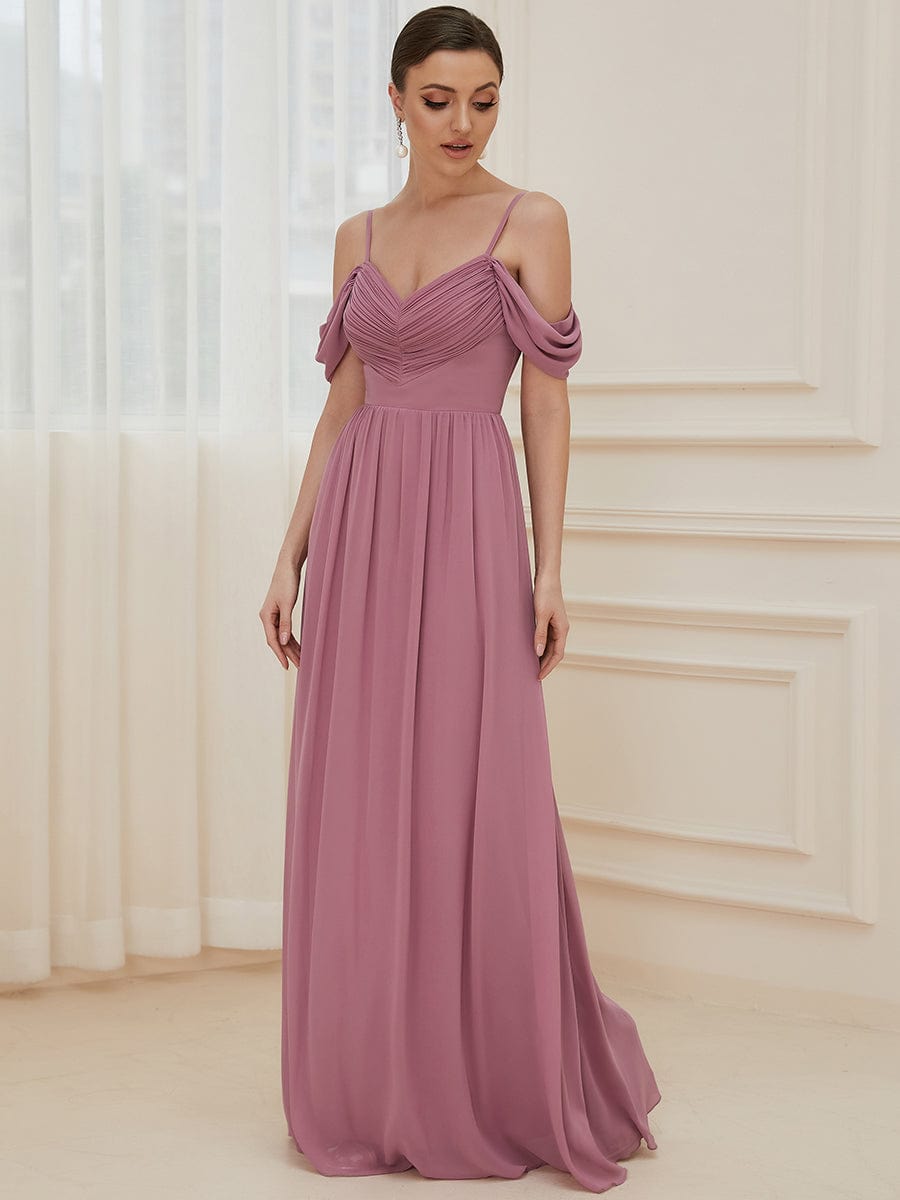 Bridesmaids Dress - A Line Floor Length Deep V Neck Wholesale Bridesmaid Dresses - MsDressly