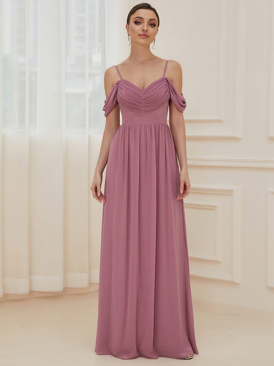 Bridesmaids Dress - A Line Floor Length Deep V Neck Wholesale Bridesmaid Dresses - MsDressly