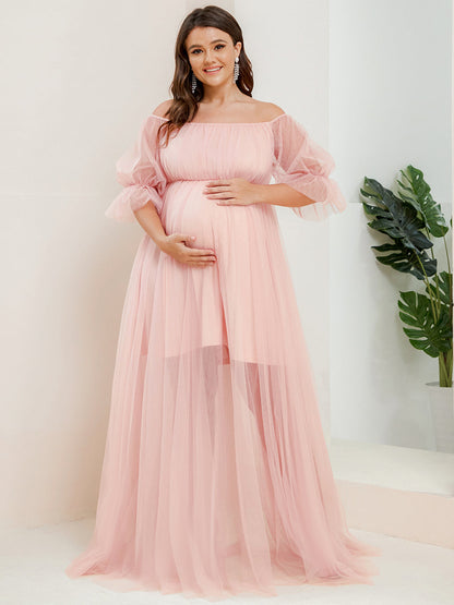 Plus Size A Line Short Puff Sleeves Wholesale Maternity Dresses