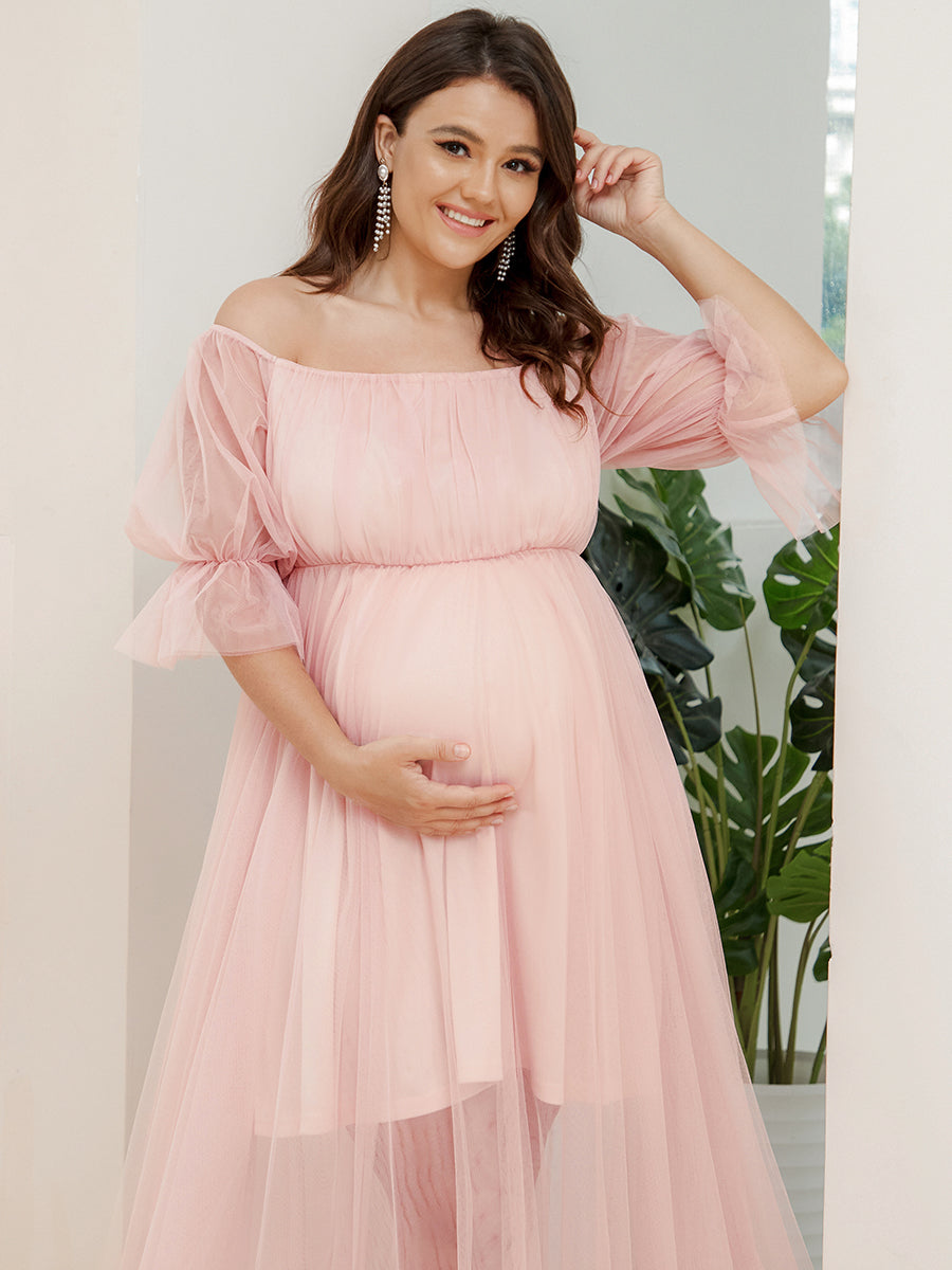 Plus Size A Line Short Puff Sleeves Wholesale Maternity Dresses