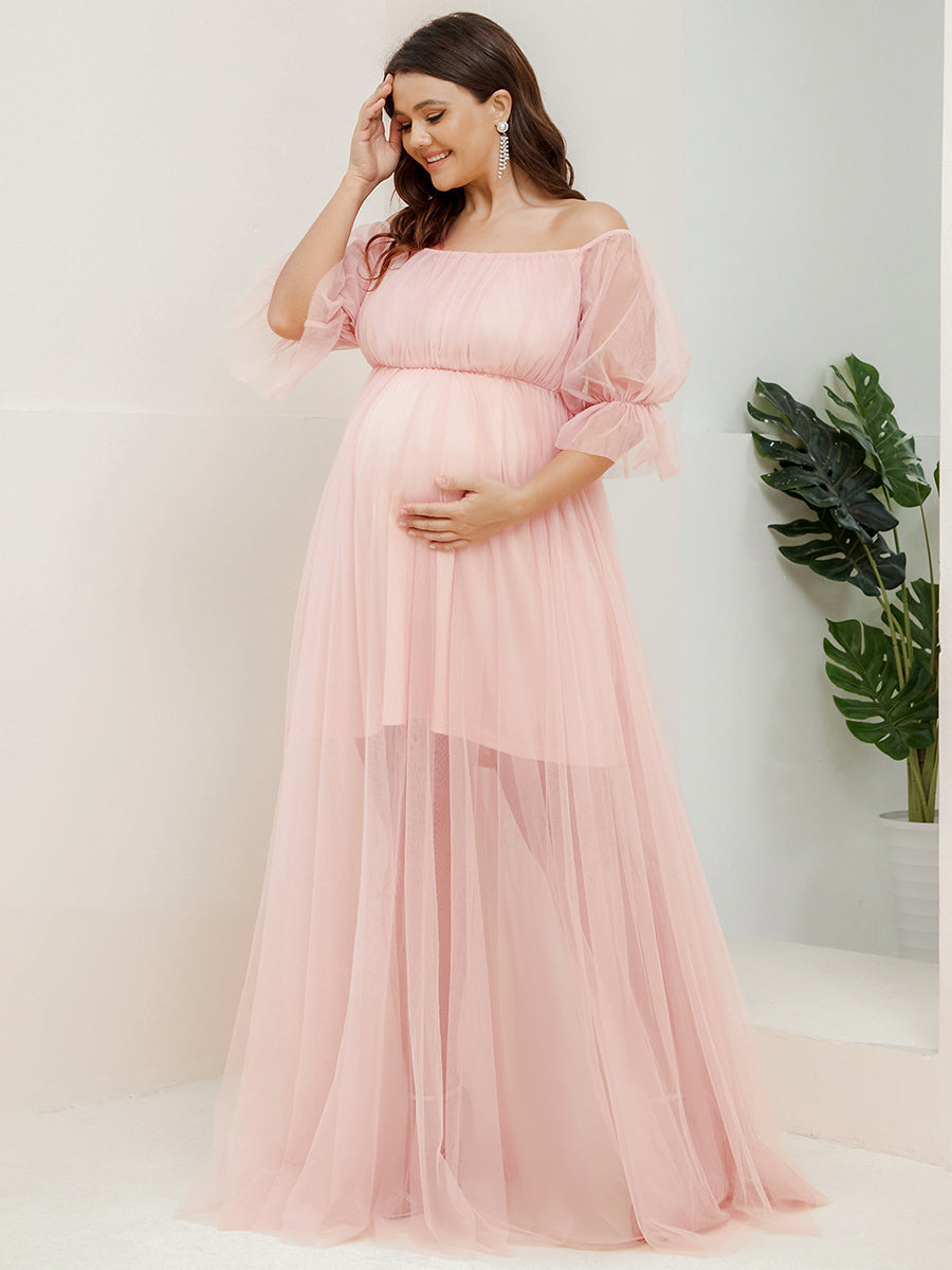Plus Size A Line Short Puff Sleeves Wholesale Maternity Dresses