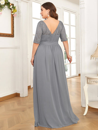 Maxi Long Lace Illusion Wholesale Plus Size Mother Of Bride Dresses