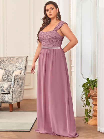 Elegant A Line Chiffon Wholesale Bridesmaid Dress With Lace Bodice