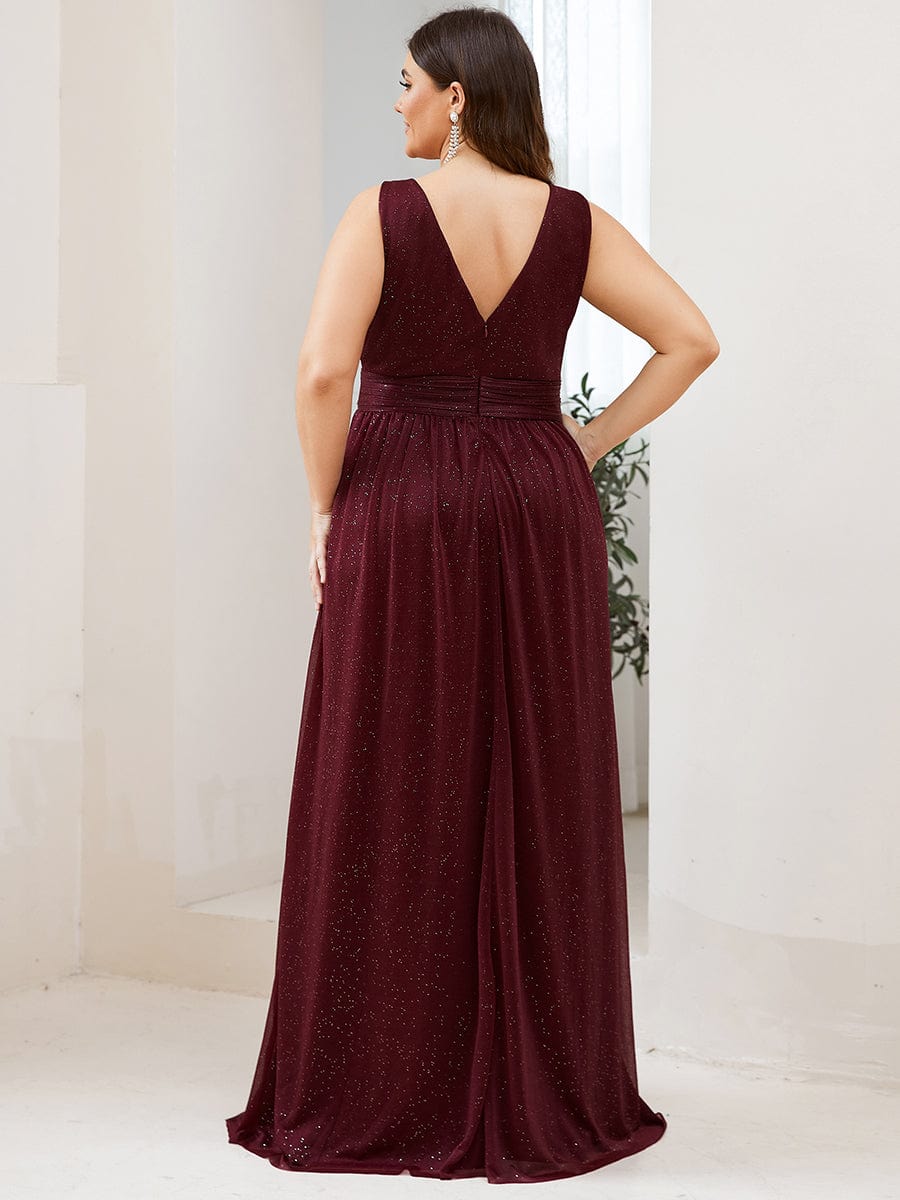 Glimmering Stardust Double V-Neck Evening Gown for Special Events