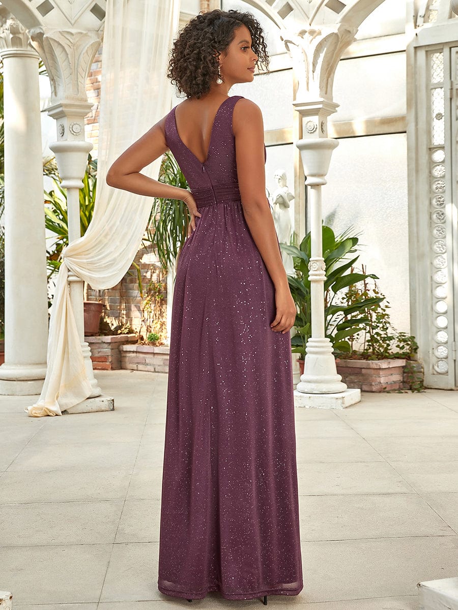 Glimmering Stardust Double V-Neck Evening Gown for Special Events