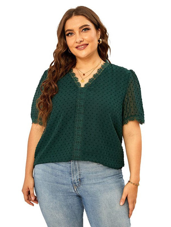 Versatile V-Neck Chiffon Top with Loose Fit for Women of All Sizes