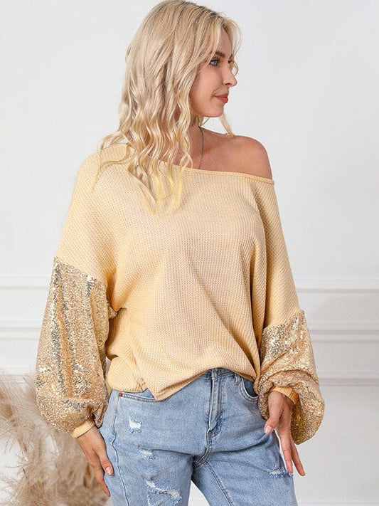 Sexy Backless Sequined Waffle Knit Sweater for Women