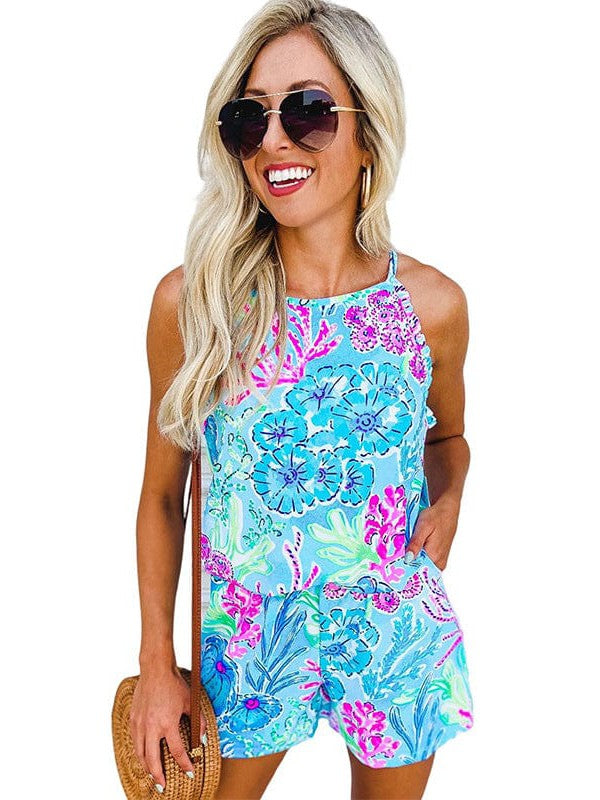 Floral Printed Sleeveless Jumpsuit for Women