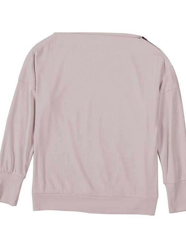 Loose Bat Sleeve Side Zip Sweatshirt in Various Colors for Women