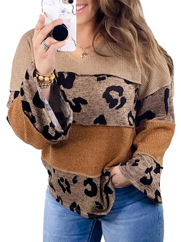 Leopard Print Pullover for Curvy Women - Stylish Top for Comfortable Fashion