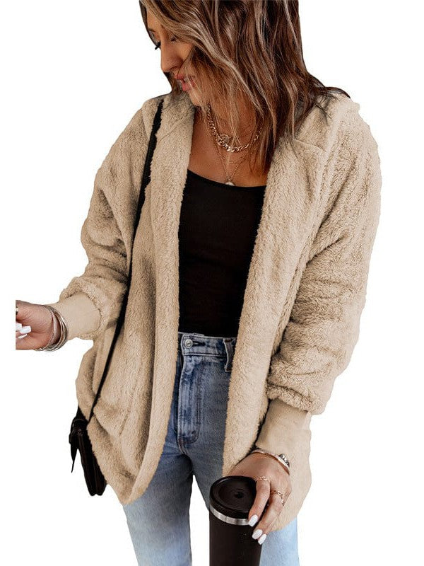 Women's Cozy Hooded Cardigan in Various Colors and Large Sizes
