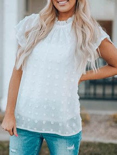 Flowy Trumpet Sleeve Chiffon Blouse with Pleated Details