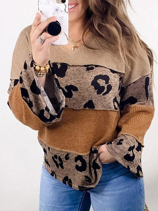 Leopard Print Pullover for Curvy Women - Stylish Top for Comfortable Fashion