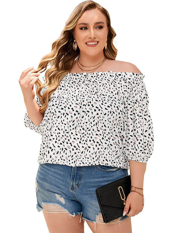 Leopard Print Lantern Sleeve Chiffon Shirt for Women - Loose Fit Pullover Top