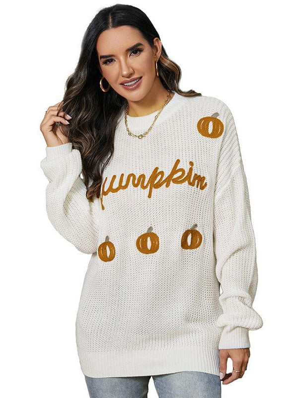 Pumpkin Pattern Women's Halloween Theme Sweater with Personalized Style