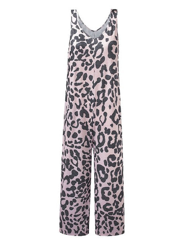 Leopard Print Women's Jumpsuit with Sleeveless Casual Style for a Fashionable Look