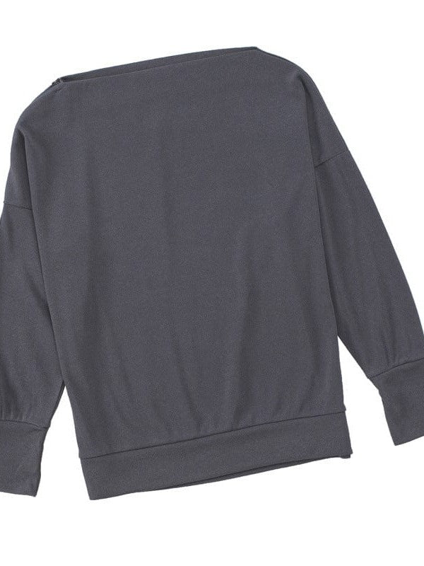 Loose Bat Sleeve Side Zip Sweatshirt in Various Colors for Women