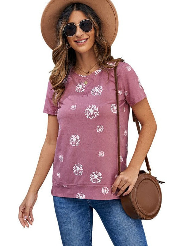 Striped Loose Fit Short-Sleeved Round Neck Women's T-Shirt with Vibrant Color Options