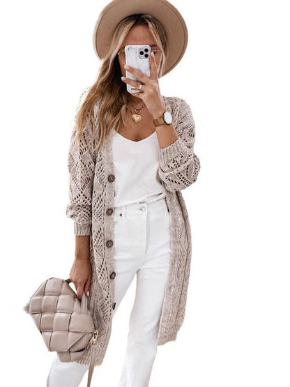 Women's Knitted Cotton Cardigan in Casual Style