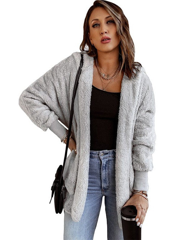 Women's Cozy Hooded Cardigan in Various Colors and Large Sizes